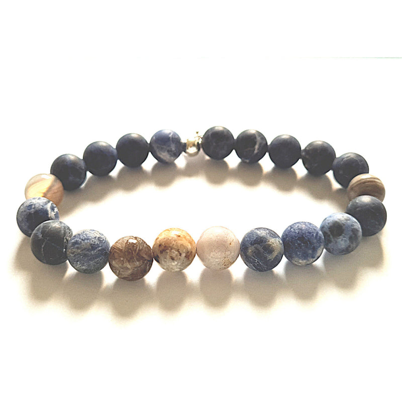 Unisex armband Blue Moon, sodaliet, agaat