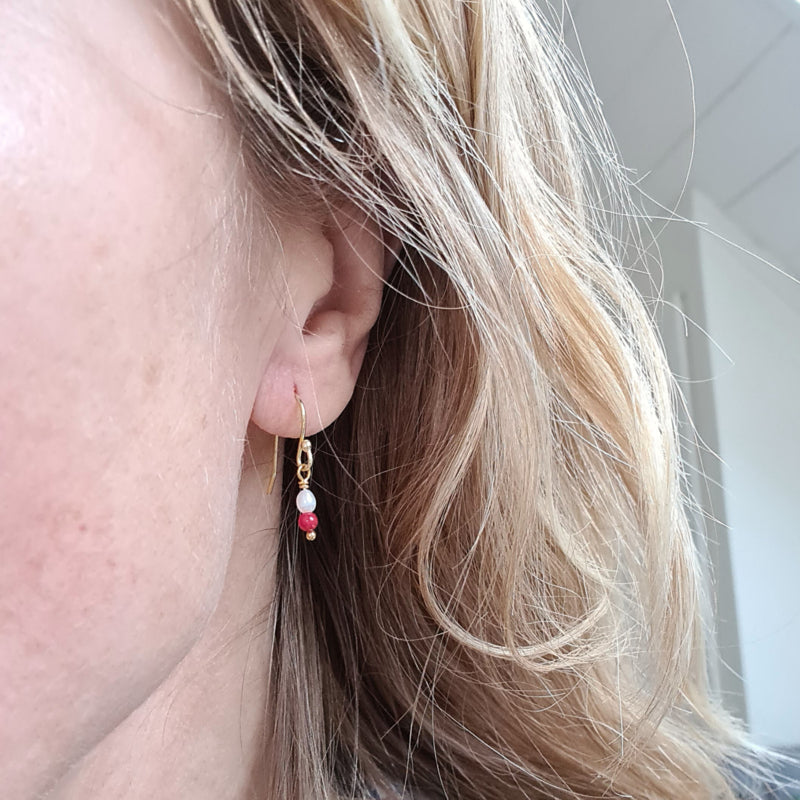 Oorbellen Graceful, parel, koraal