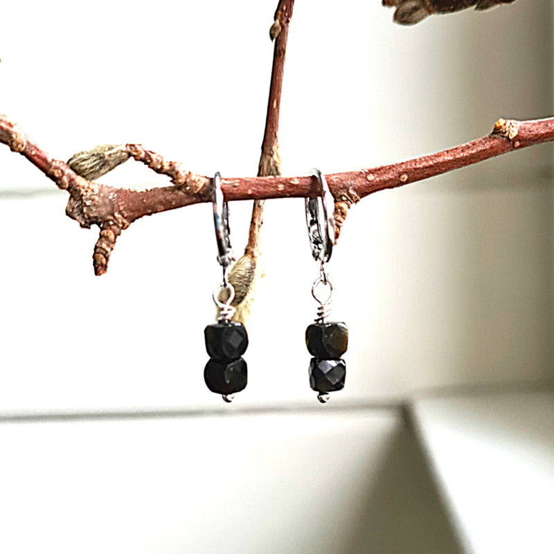 Oorringen Dark Sense, goud obsidiaan