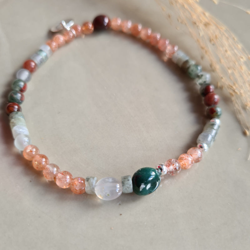 Armband Sunfield, zonnesteen, labradoriet, heliotroop