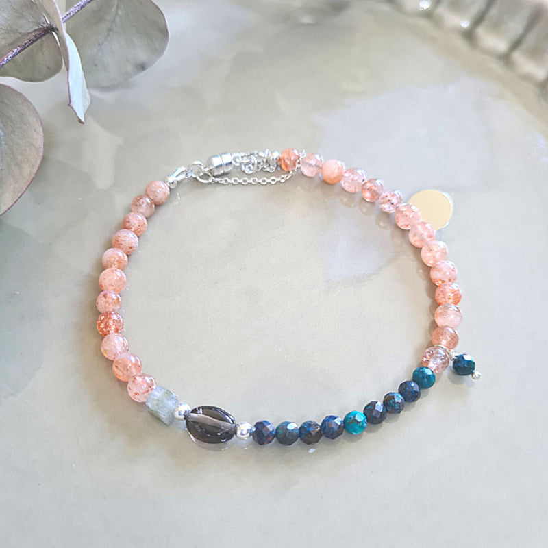 Armband Chloé, rookkwarts, chrysocolla, zonnesteen