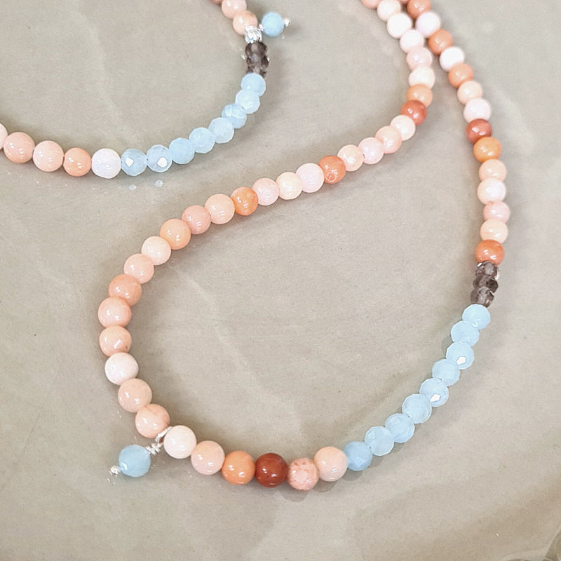 Set Ketting en armband Geluk & Hoop, aventurijn en aquamarijn