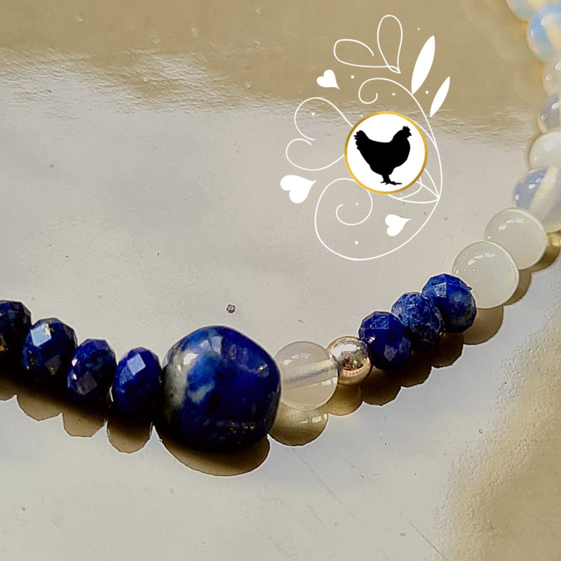 Armband Little Moon, maansteen, lapis lazuli