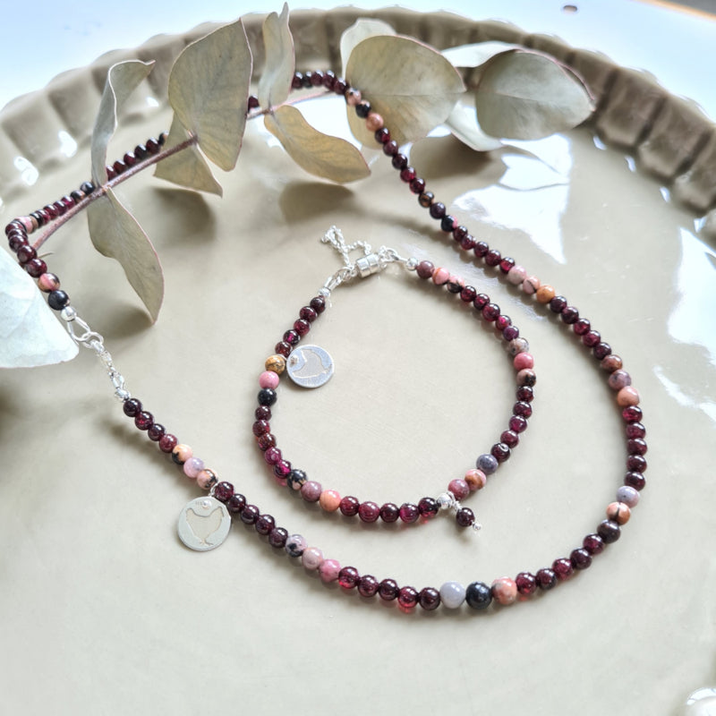 Armband Red Heather, rhodoniet en granaat