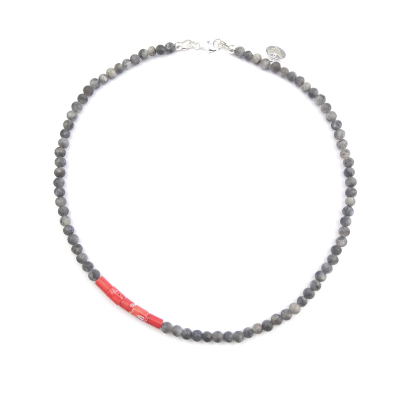 Ketting Rose, labradoriet en koraal