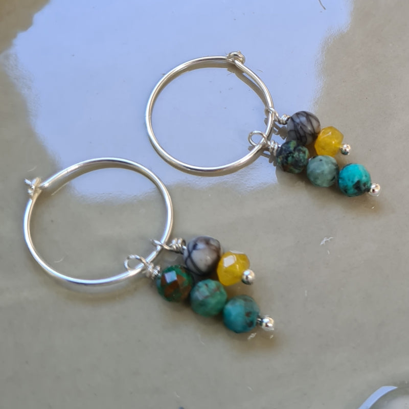 1 Oorring Ocean Sisters, chrysocolla, agaat