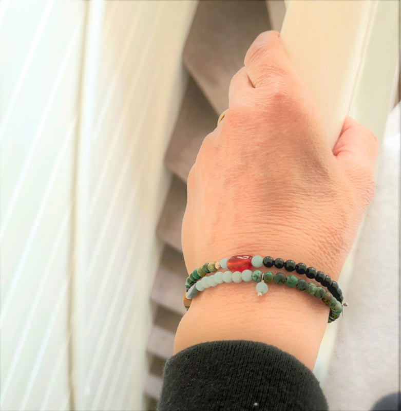 Armband Evergreens , Afrikaans turquoise, amazoniet