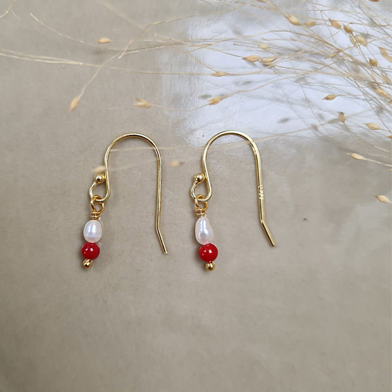 Oorbellen Graceful, parel, koraal