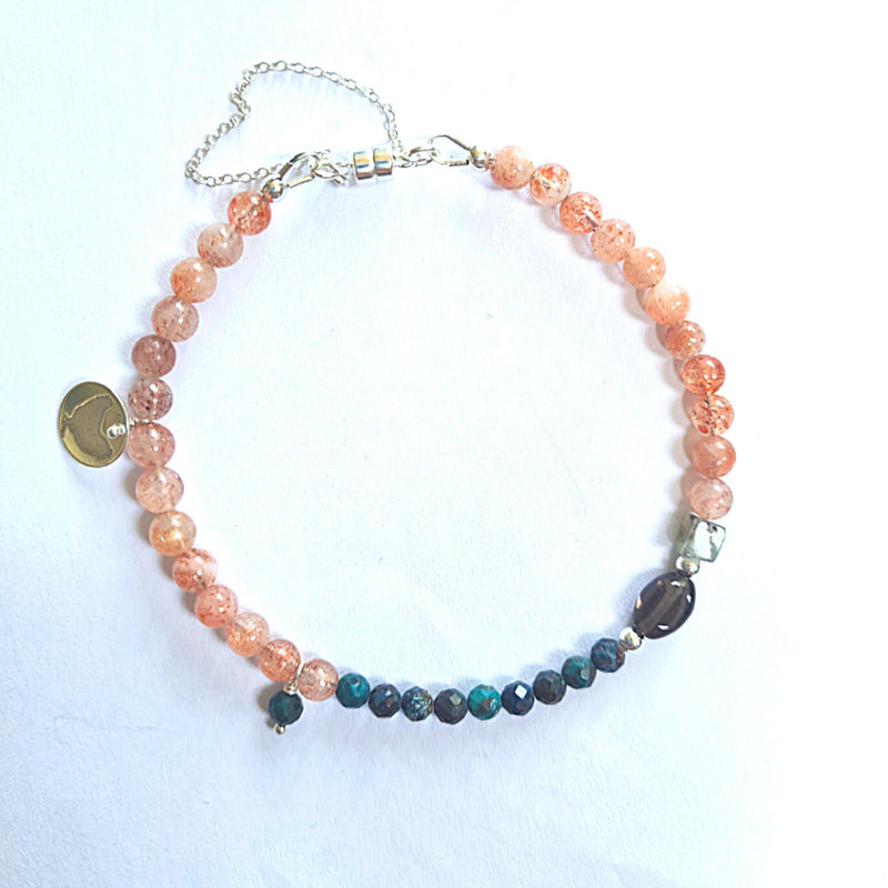Armband Chloé, rookkwarts, chrysocolla, zonnesteen
