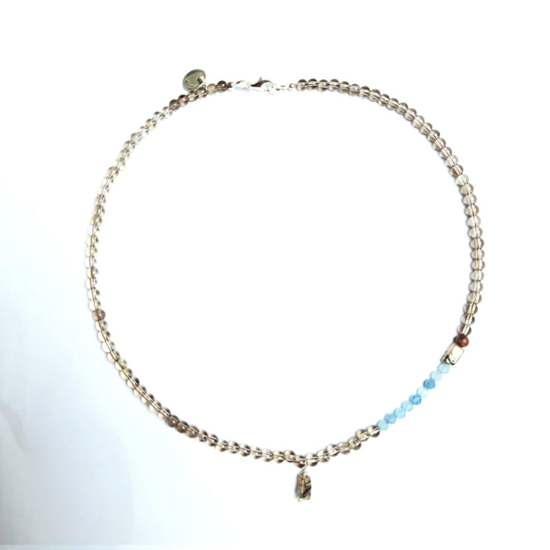 Ketting Your Bliss, aquamarijn en rookkwarts