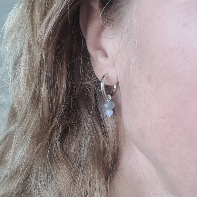 Oorbellen Golden Moments, blue lace agaat, labradoriet