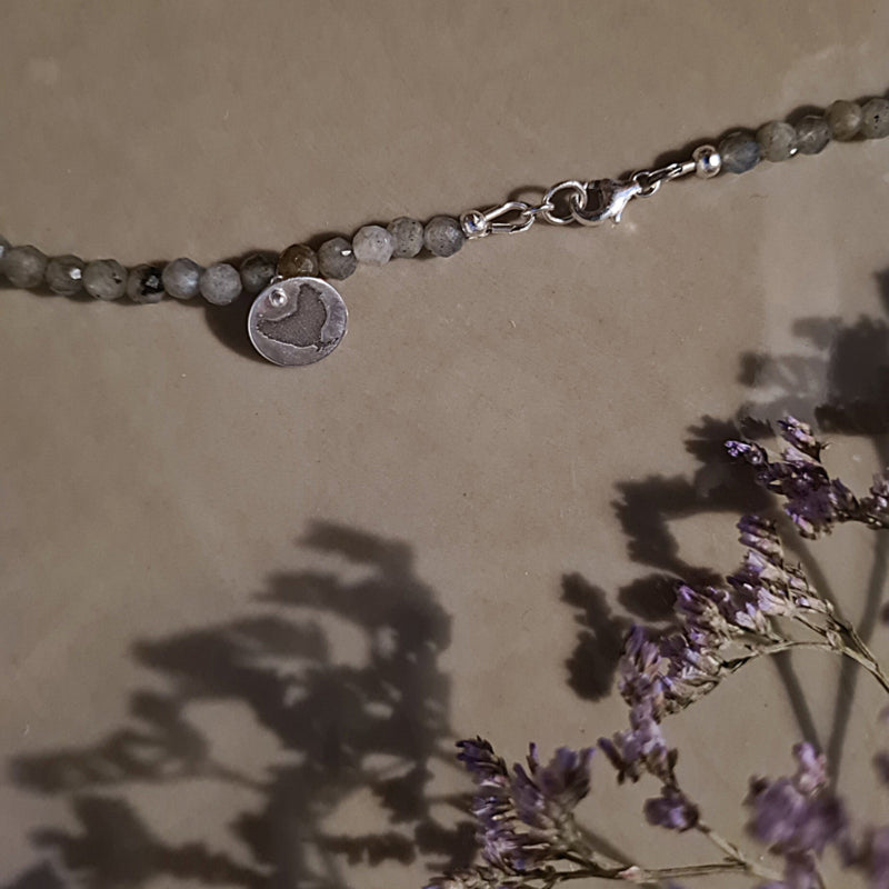 Ketting Perhaps, lepidoliet, rozekwarts en labradoriet
