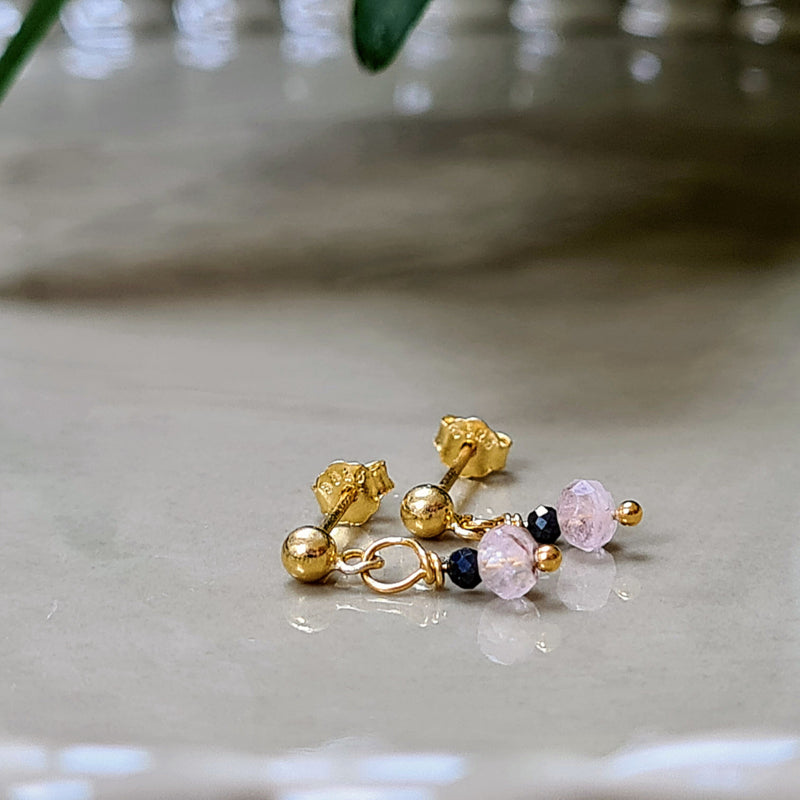 Oorbellen Blossom, rozekwarts, spinel