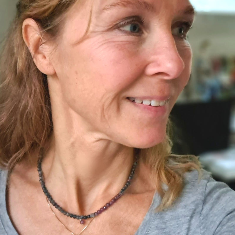 Ketting Purple Life, lepidoliet en labradoriet