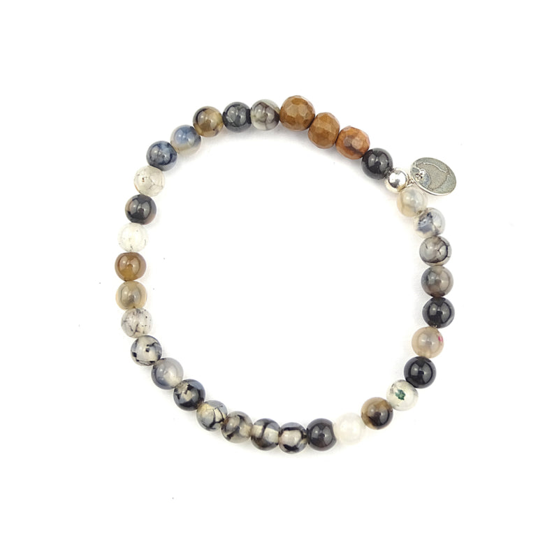 Unisex armband Hidden Spider, spinnenweb agaat, jaspis