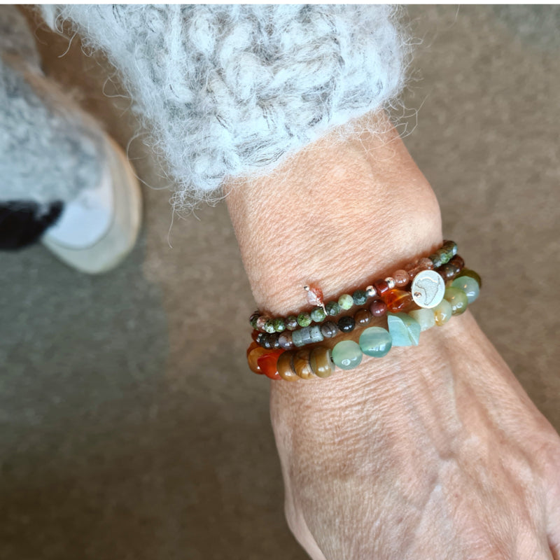 Unisex armband Green Peacock, groen pauw agaat