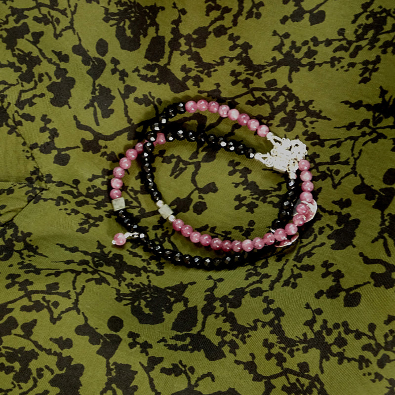 Armband Liv, lepidoliet, onyx en labradoriet