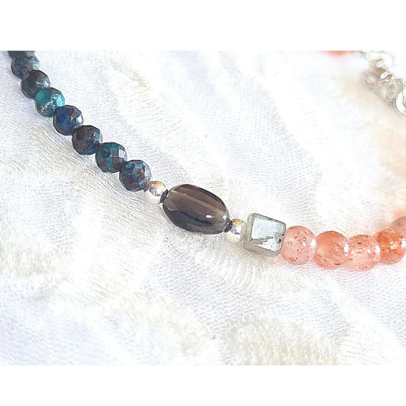 Armband Chloé, rookkwarts, chrysocolla, zonnesteen