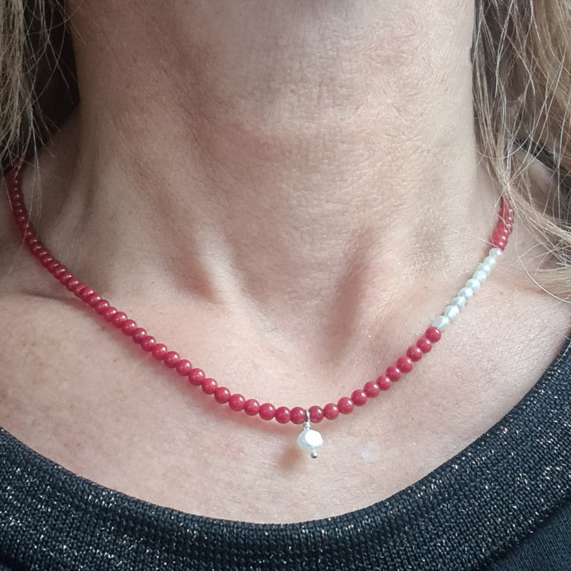 Set: Armband & Ketting Grace, parel en koraal