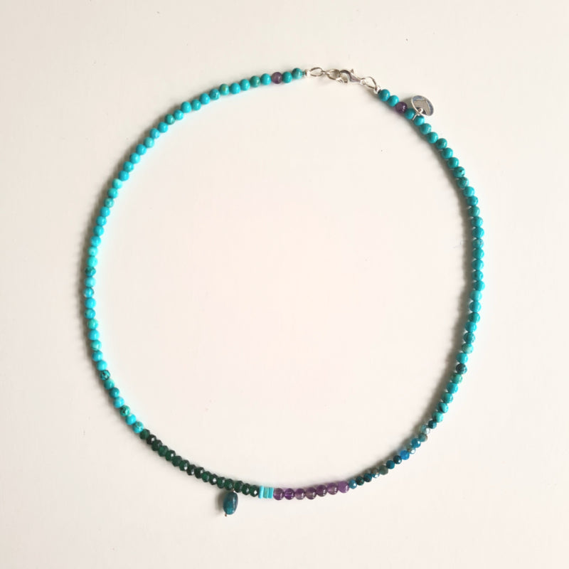 Ketting Blue Lagoon, amethist, apatiet, jade