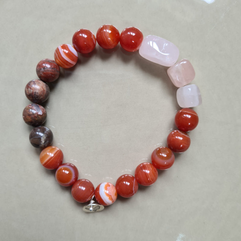 Unisex armband Terra, carneool, jaspis en rozekwarts