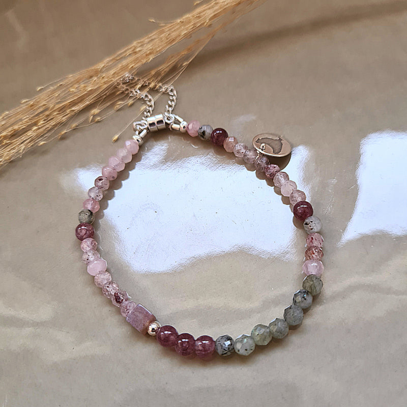 Armband Perhaps, lepidoliet, rozekwarts en labradoriet