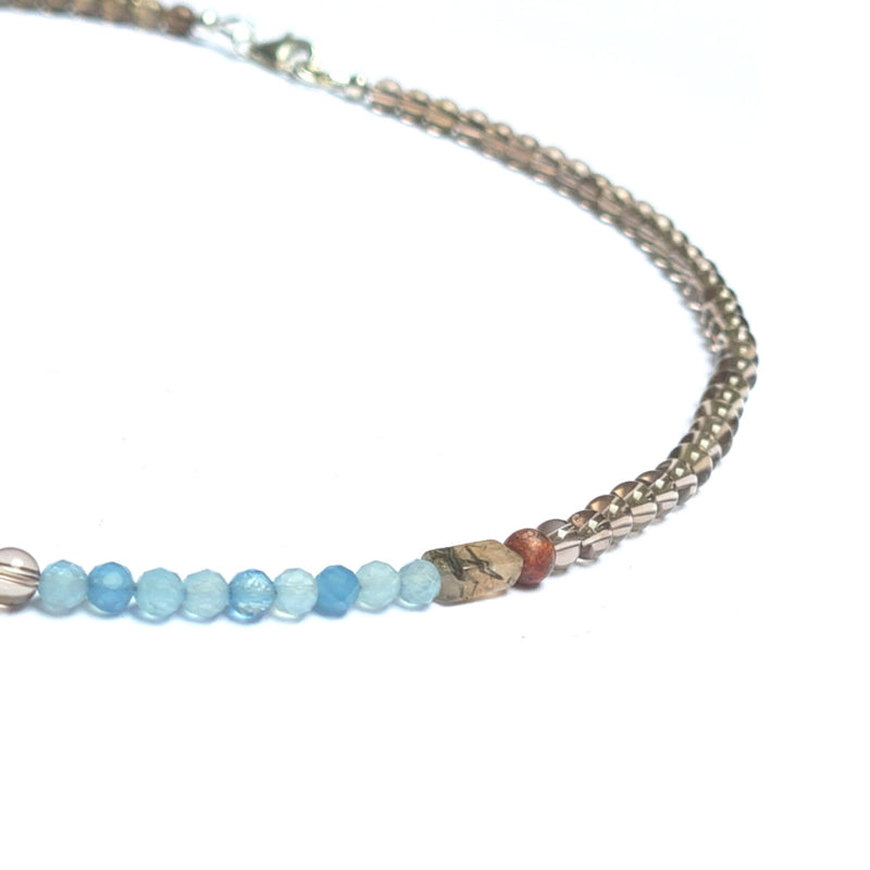 Ketting Your Bliss, aquamarijn en rookkwarts