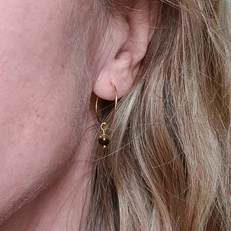1 Oorknopje Golden Aleste, gouden tijgeroog