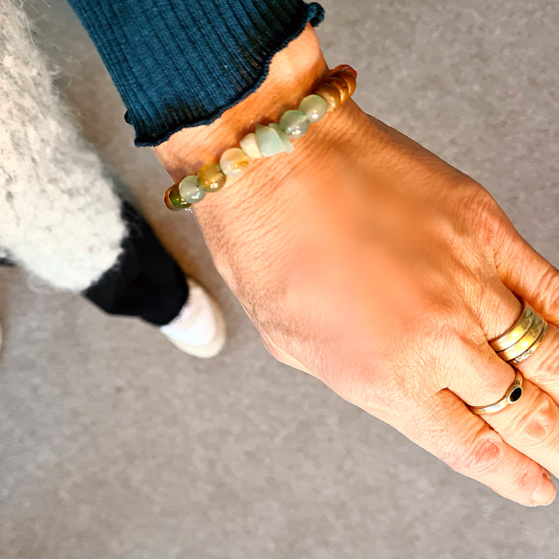 Unisex armband Green Peacock, groen pauw agaat