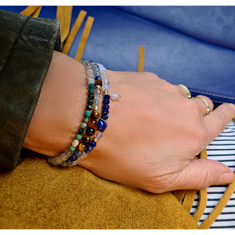 Armband Little Moon, maansteen, lapis lazuli