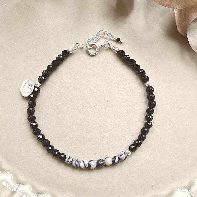 Armband Dark, onyx en zebra jaspis