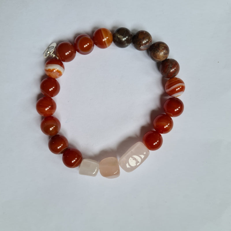 Unisex armband Terra, carneool, jaspis en rozekwarts