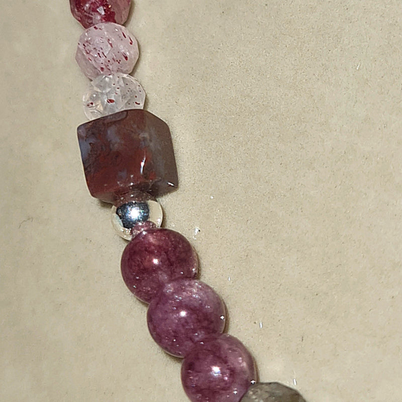 Ketting Perhaps, lepidoliet, rozekwarts en labradoriet