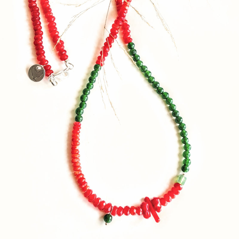 Ketting Indian Summer, jade, koraal