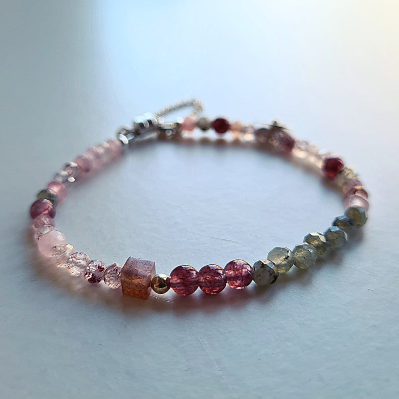 Armband Perhaps, lepidoliet, rozekwarts en labradoriet