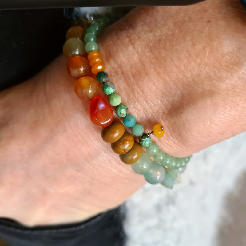 Unisex armband Green Peacock, groen pauw agaat