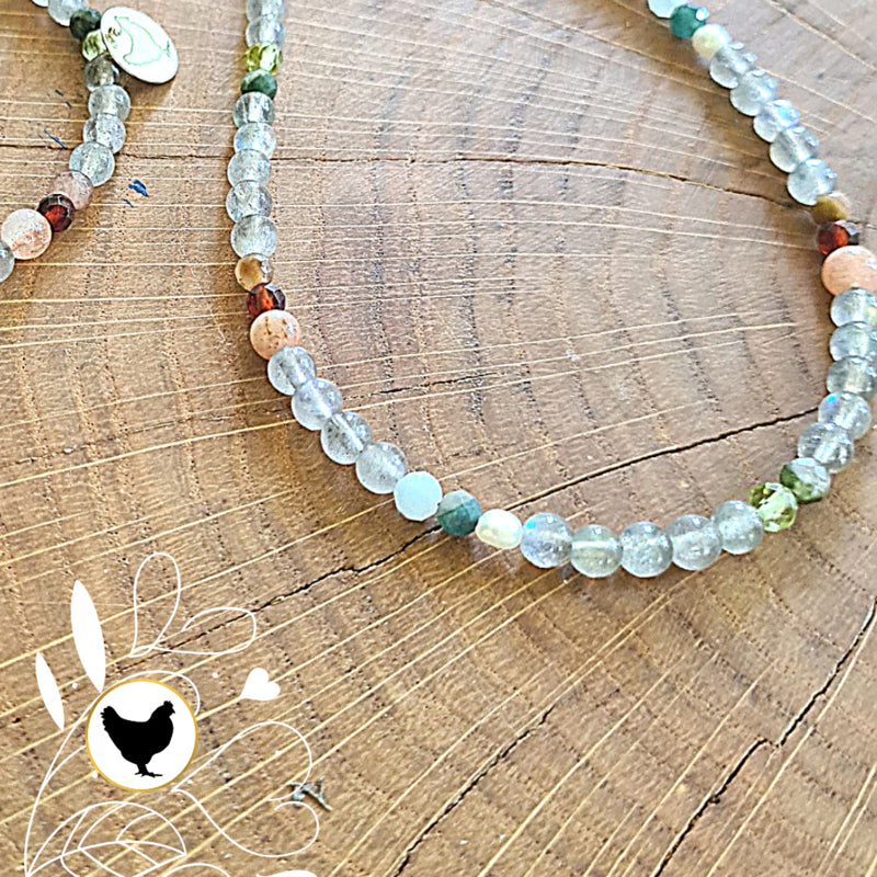 Set: Ketting en armband Happy Vibes, labradoriet, zonnesteen