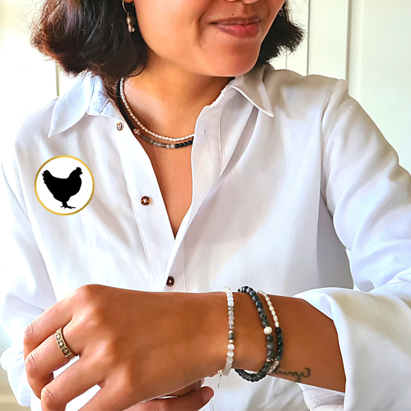Set ketting en armband White Cat, labradoriet en wit kattenoog