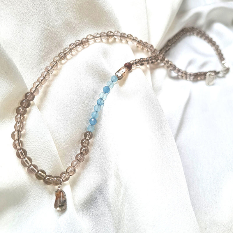 Ketting Your Bliss, aquamarijn en rookkwarts