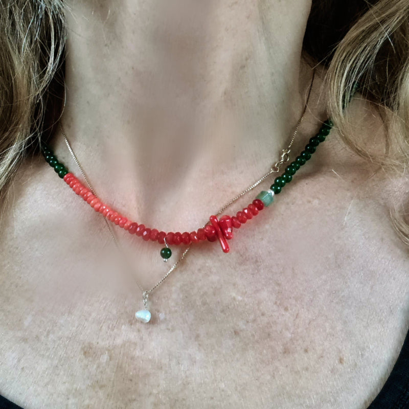 Ketting Indian Summer, jade, koraal