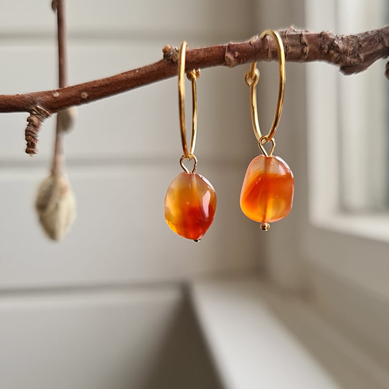 Set oorknopjes & ketting Tess, zoisiet en carneool