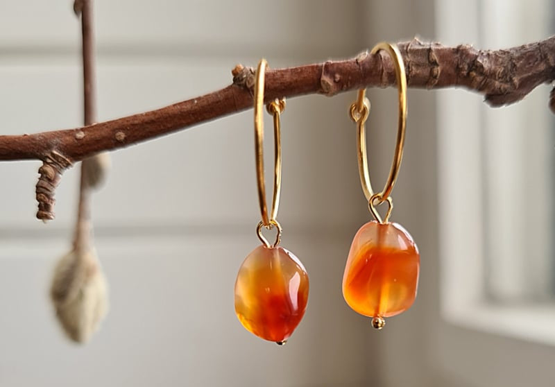 Set oorbellen & ketting Tess, zoisiet en carneool