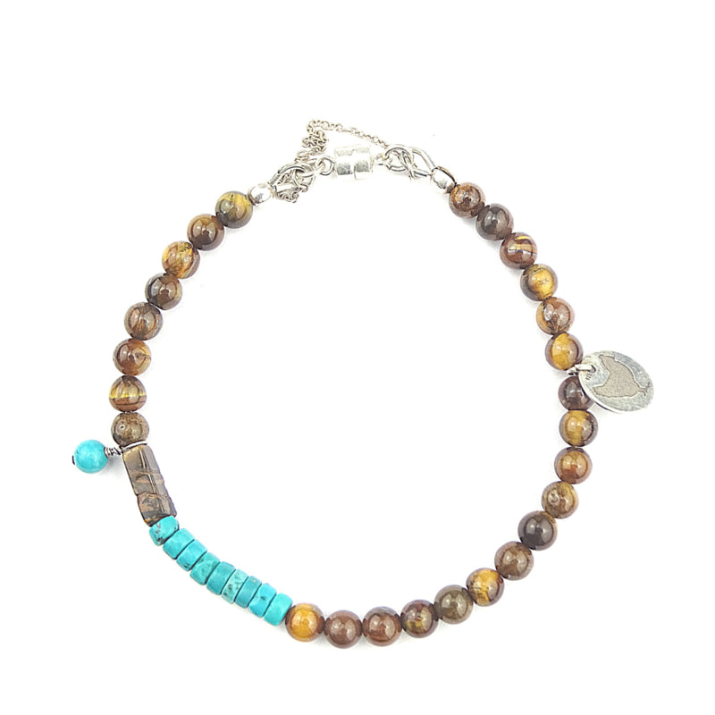 Set armbanden Amelie, tijgeroog, chrysocolla en agaat