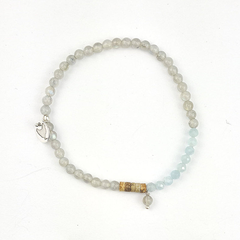 Armband Blue Earth, aquamarijn, labradoriet, jaspis