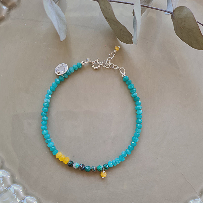 Enkelbandje Ocean View, agaat en chrysocolla