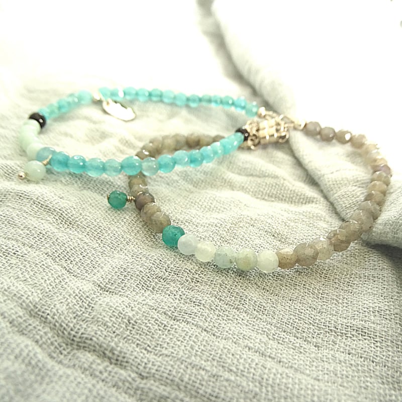 Armband Dutch Sky, aquamarijn, apatiet en labradoriet