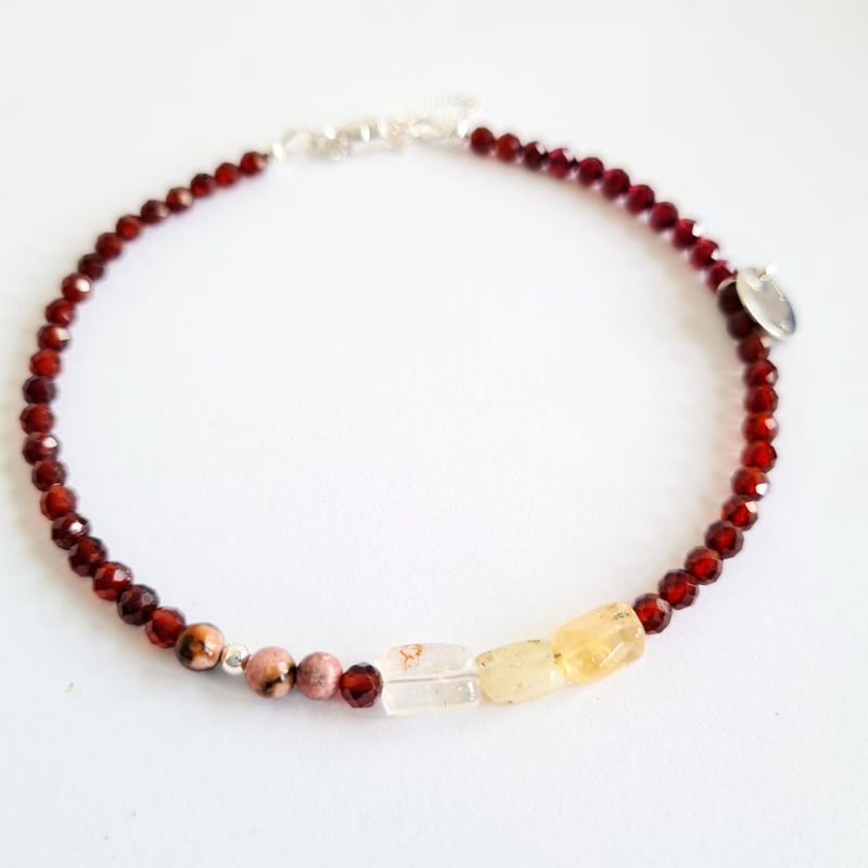 Armband Jazzy Chance, granaat, citrien en rhodoniet
