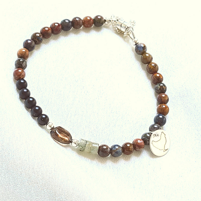 Armband Soft Rocks, pietersiet, onyx en labradoriet