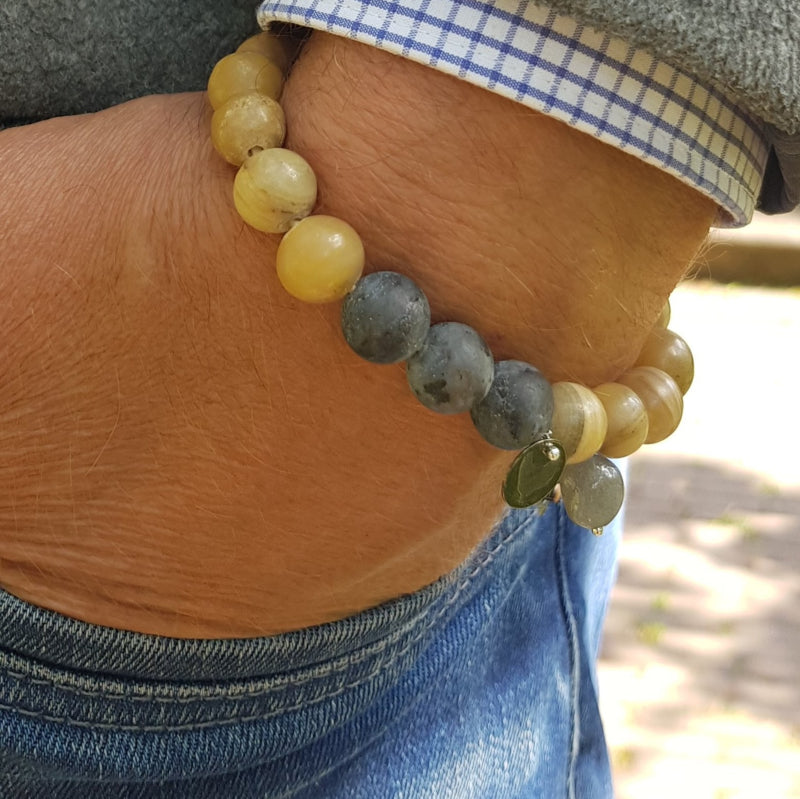 Unisex armband Hidden Earth, serpentijn en labradoriet