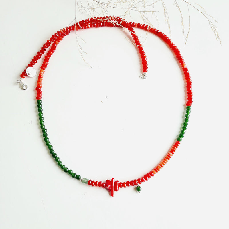Ketting Indian Summer, jade, koraal
